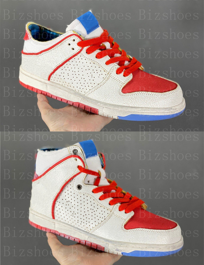 

Ishod Wair x Magnus Walker x Dunks High Sports Shoes 277 White Blue Red Mens Sneaker, High top
