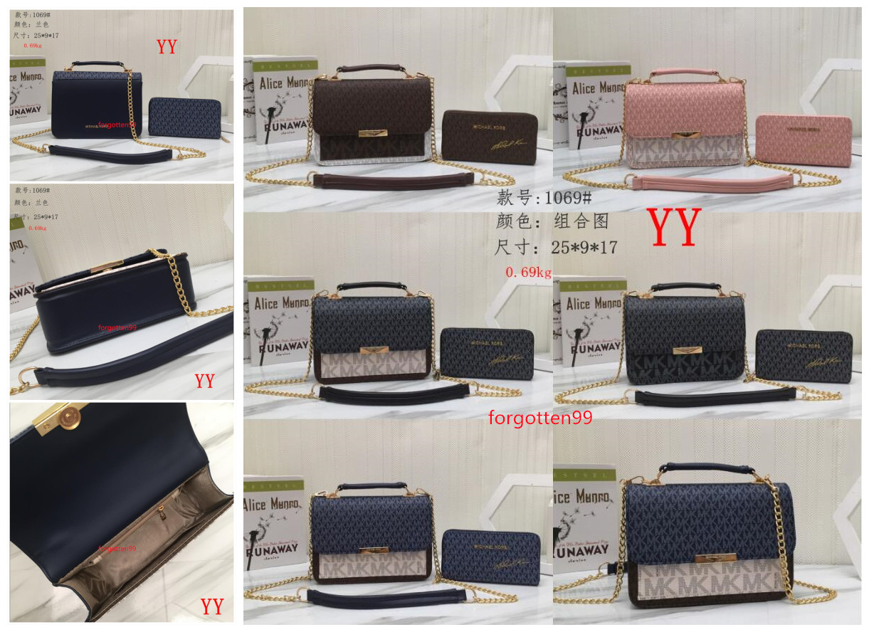 

057 michaelmkkors women's Leather chain bag handbag Shoulder Bag Envelope bag Crossbody bags Shopping Bags women messenger bags, Black;brown