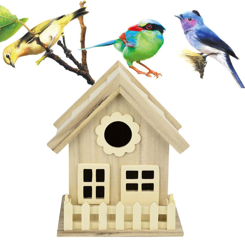 

Wooden Bird Nest Hanging House Natural Cage Resting Place Wall Mounted Outdoor Birdhouse Yard Garden Decoration Cages