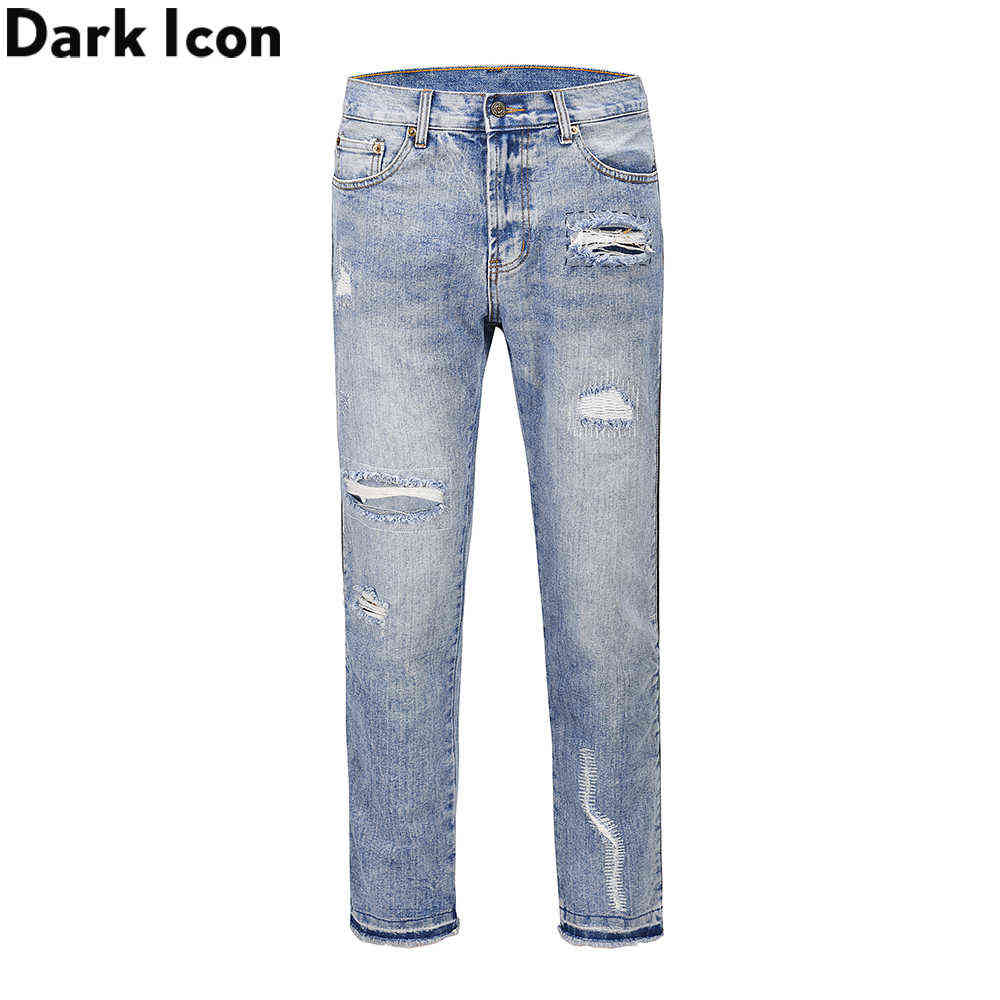 

Size Zipper Jeans Men High Street Fashion Men's Denim Pants 210603, Blue