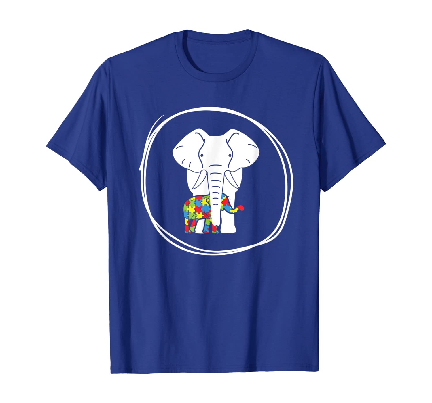 

Autism Awareness Elephant Tshirt 2018, White;black