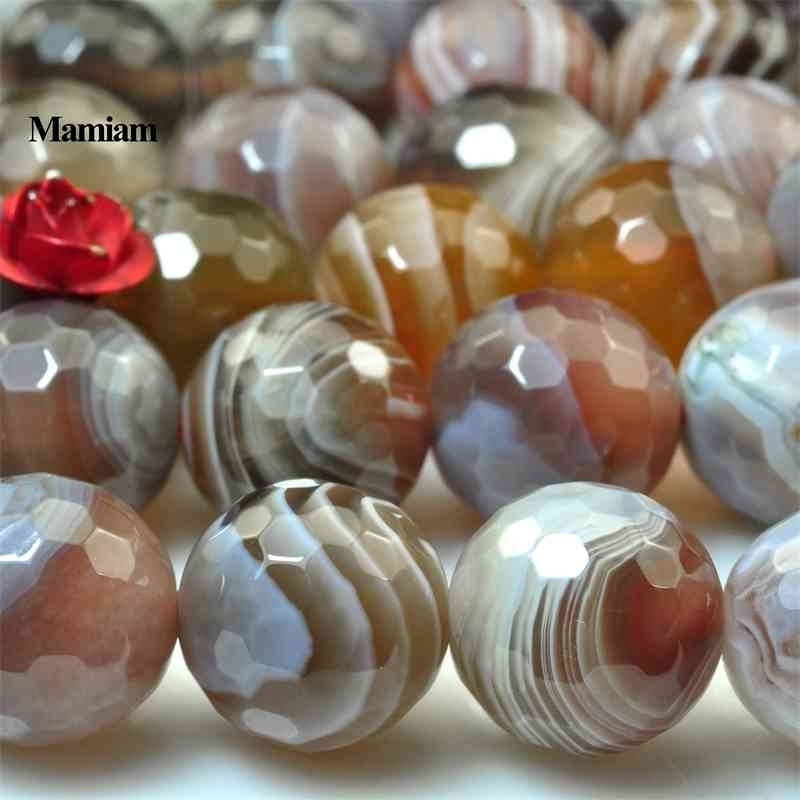 

Mamiam Natural Botswana Agate Faceted Round Beads 6mm 8mm 10mm Loose Stone Diy Bracelet Necklace Jewelry Making Gemstone Design