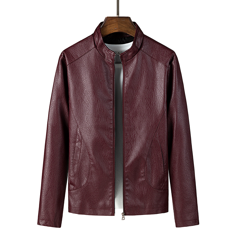 

Mens Brand Leather Jacket Slim Motorcycle Jacket Leather Jackets Fashion Trend Motorcycle Zip Jacket Casual Street Windbreaker for Mens 4xl, 1902 wine red
