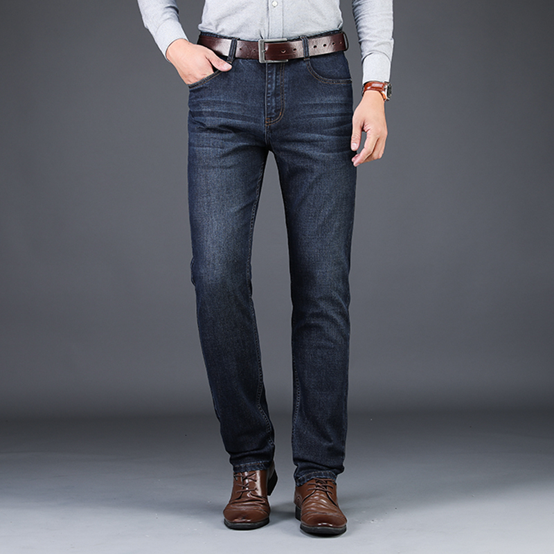 Automne hiver épais mens doux confortable lâche pantalon décontracté mâle tencel tissu pantalon jeans pour hommes 6Ssi