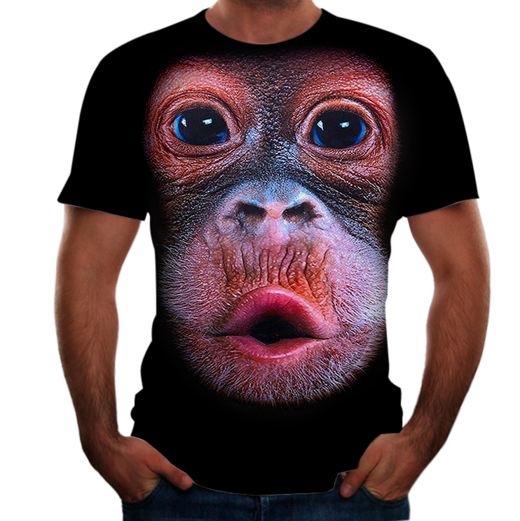 

Animal series Men's 3D Print T shirt Graphic Optical Illusion Orangutan Short Sleeve Party Tops Streetwear Punk & Gothic Round Neck Summer, Dx-408-black