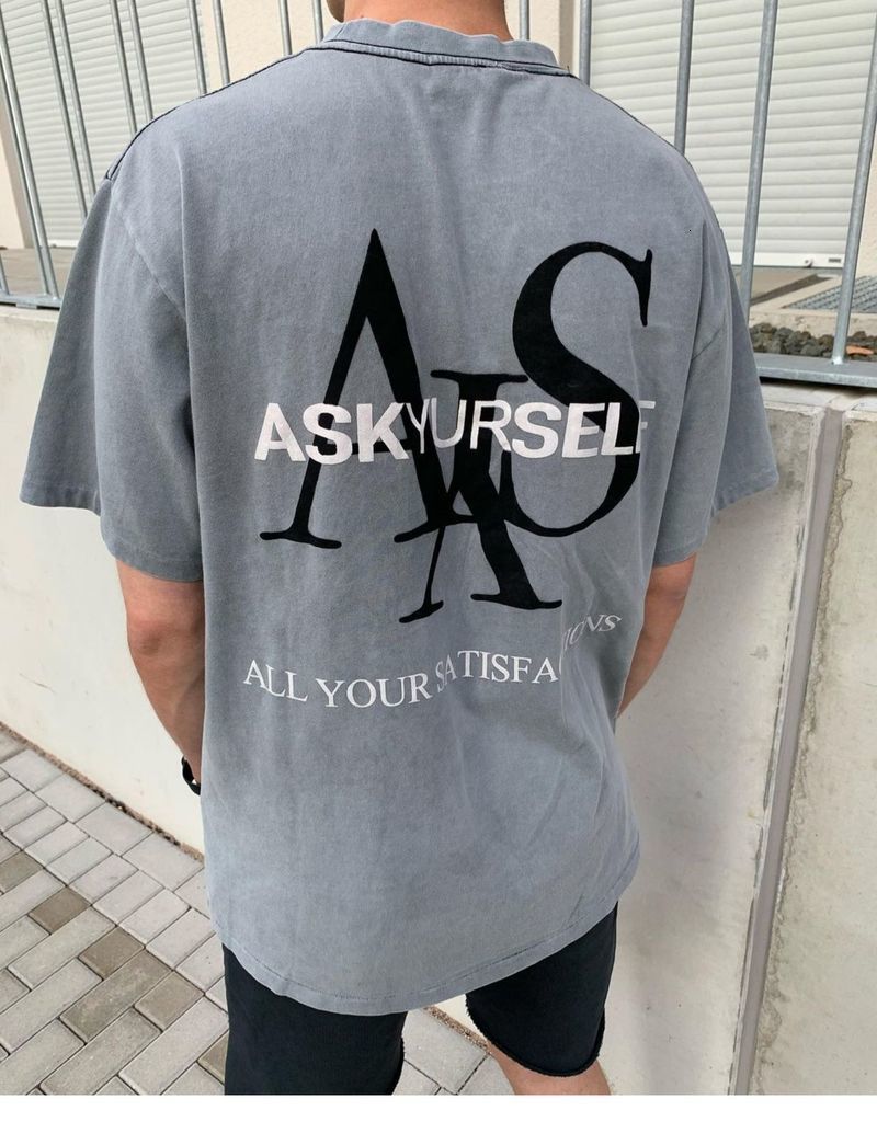 

2021 21ss New Box Ays Embossed Top Tee Heavy Water Wash Short Sleeve Streetwear Askyurself t Shirt V0nb, Black4