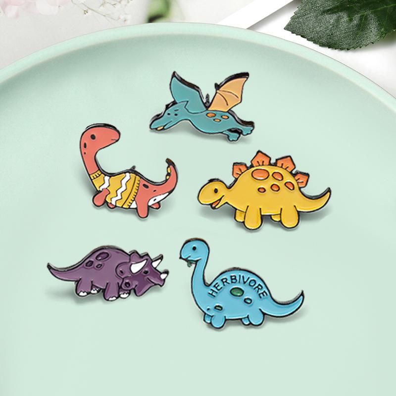 

Anime Dinosaur Metal Enamel Pins dinosaur Pterosaur Stegosaurus Brooches Fashion Lapel Pin Backpack Bags Badge Gifts