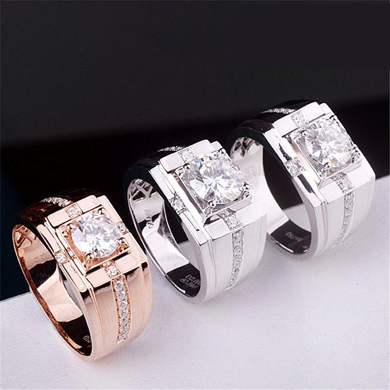 Wedding Rings 2021 Simple Elegant ZirconiaDesign Domineering Men For Engagement Solitaire Shiny Cubic Male Marriage-image-704844465