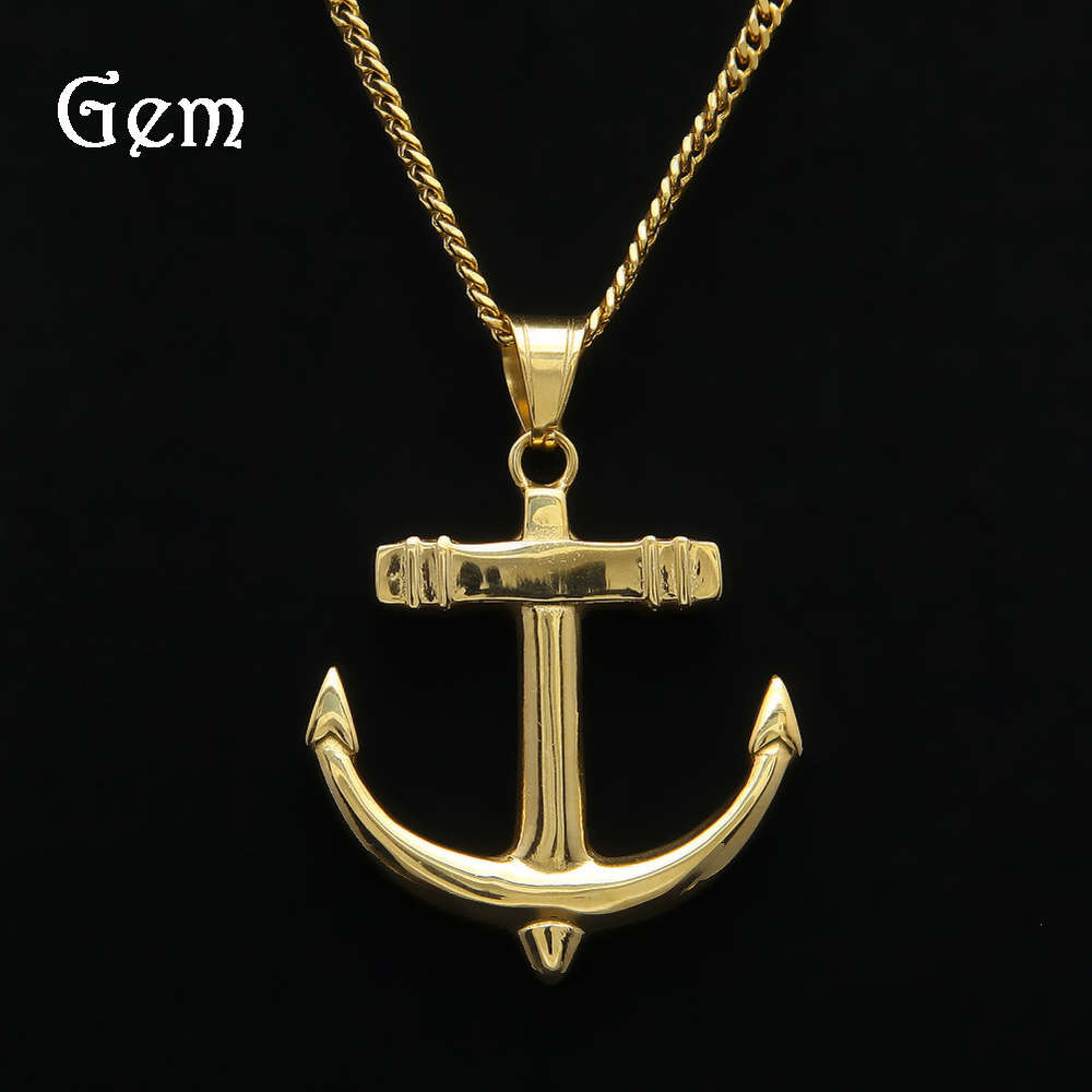 

Cross anchor hip hop color preserving stainless steel pendant