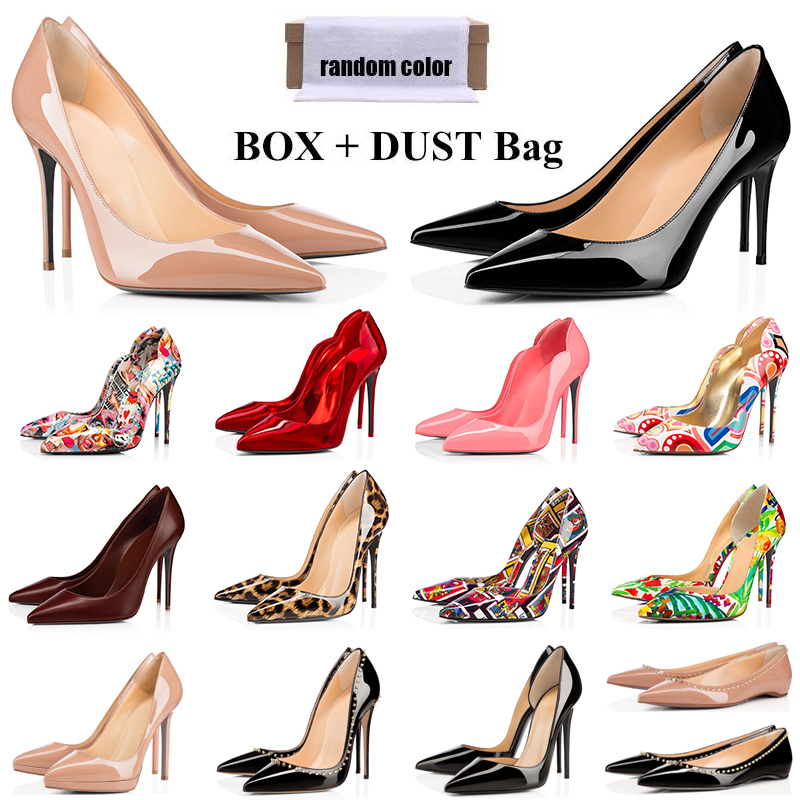 

With BOX red bottom heels shoes fashion designer women high heel 8cm 10cm 12cm So Kate Styles Round Pointed Toes Pumps bottoms Dress sneakers, Nude patent_2