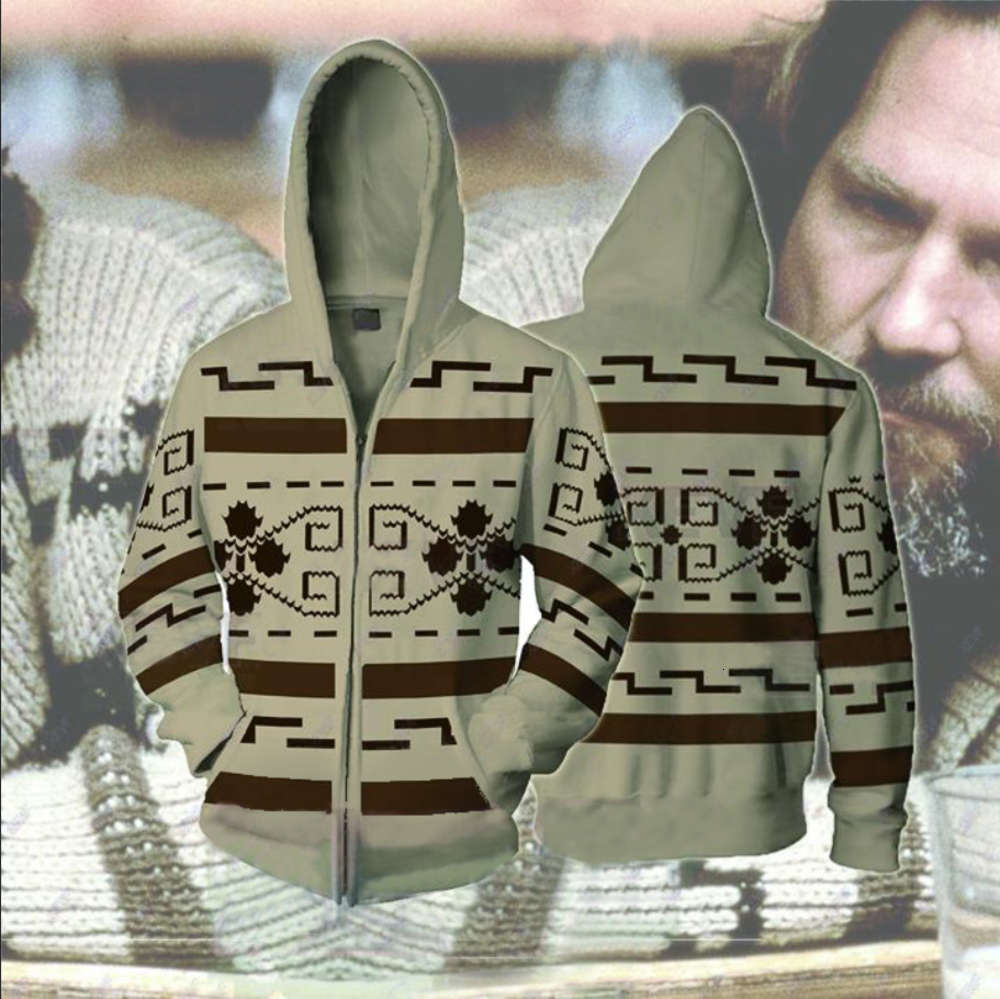 

The Big Lebowski Cosplay Hoodies Jeff Bridges Sweatshirts Men Women Adults Zipper Hooded Jacket Halloween Christmas Coat, Black;brown