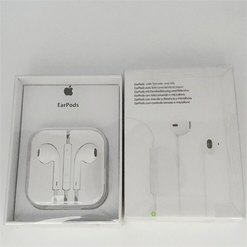 

3.5mm Wired Earphones for iPhone 5 6 Headphone with Mic Earbuds Headset Stereo Noise Isolating In Crystal Box With Logo