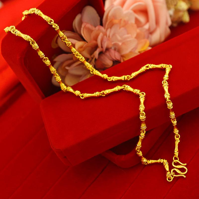 

Chains Pure 18K Gold Necklace For Men Fine Jewelry Hiphop Link Chain Genuine Solid Women Wedding Luxury