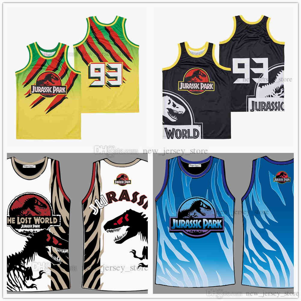 

Movie 93#THE LOST WORLD JURASSIC PARK TRUCK BASKETBALL JERSEY BLACK BLUE Custom DIY Design Stitched College Baskeball Jerseys
