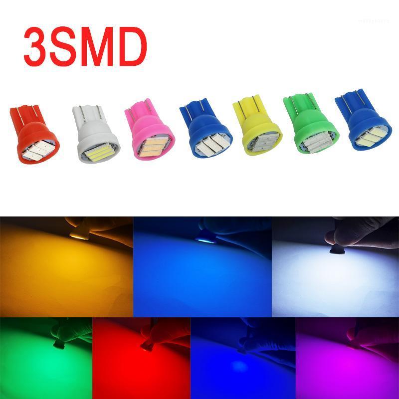 

Emergency Lights 50X T10 3 SMD 7014 LED 3SMD 7020 1.5W White Blue Red Green Yellow W5W Wedge License Plate Light Car Source 12V
