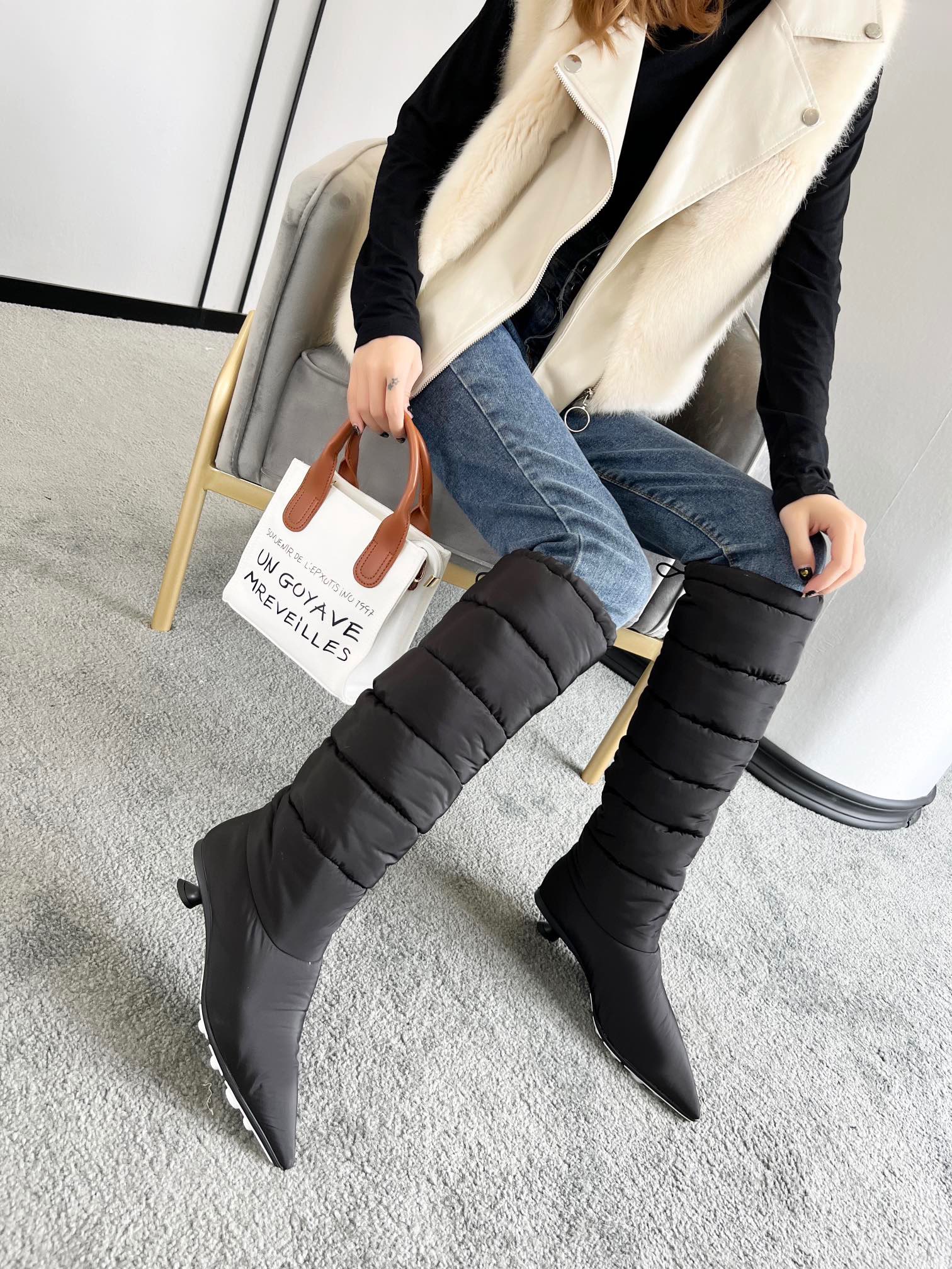 

New Ladies autumn winter snow boots hemp rope soles preschooled embroidered lamb feather high heel ankle boot flat cotton booties leather size 35-39, Box