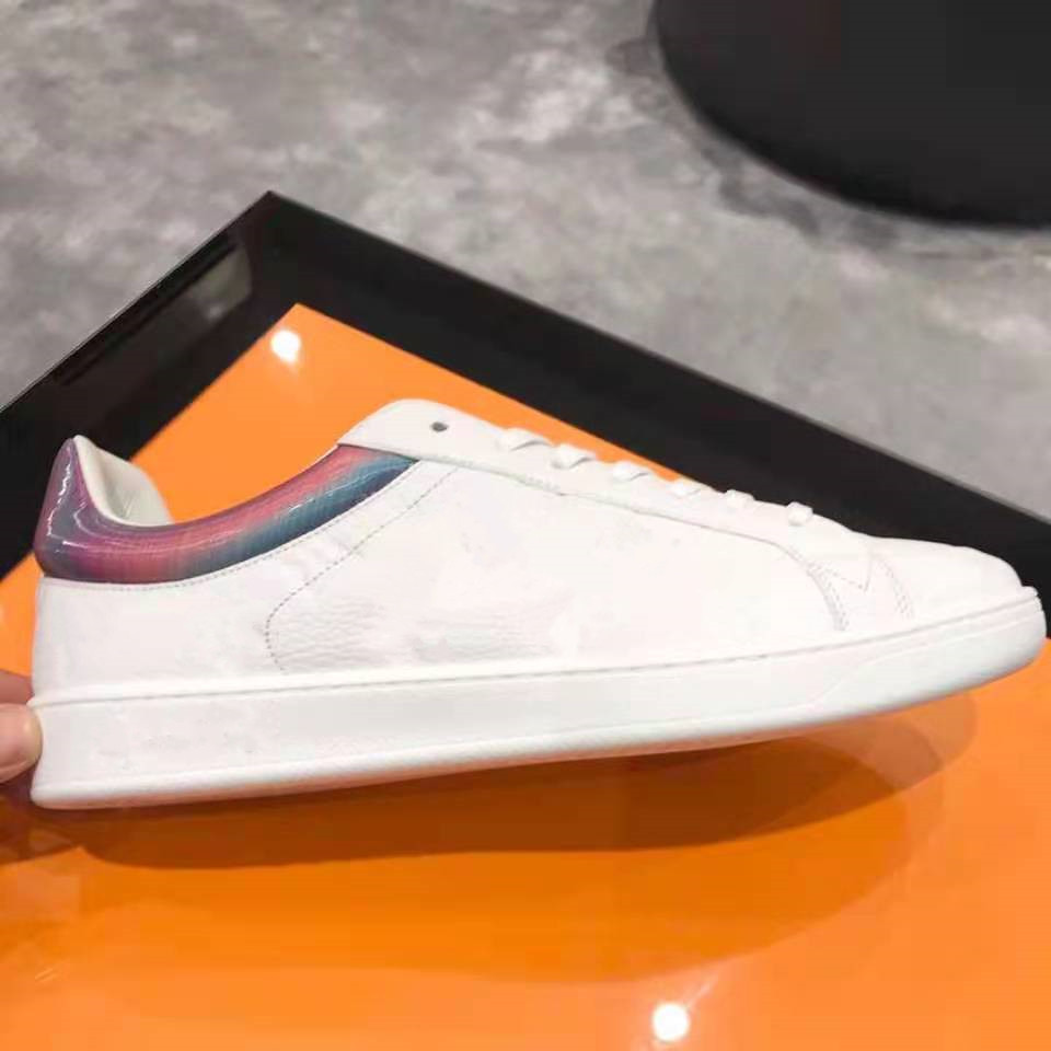

Embroidered Shoes Men Leather New Fashion Luxury Print Mens Womens Designers Sneakers Man Woman Cheap For Lovers Women 4Color, Color3