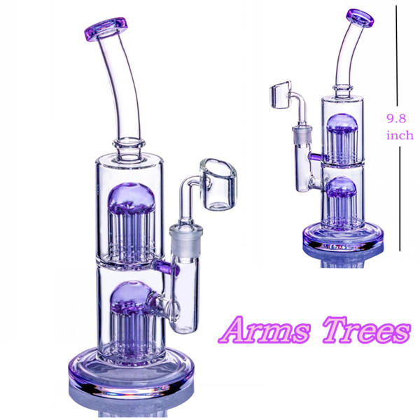 

Purple Arms Trees Vortex Glass Bong Recycler beaker wax heady Klein bongs dab oil rigs pipes with banger rig water pipe bubbler cyclon