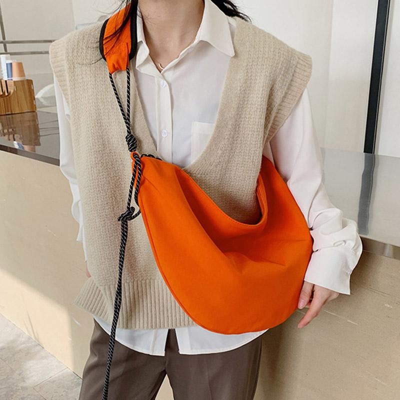 

Candy Colors High Capacity Shoulder Bag For Women 2021 Trend Women Designer Crossbody Handbag Canvas Lady Messenger Bags, Beige