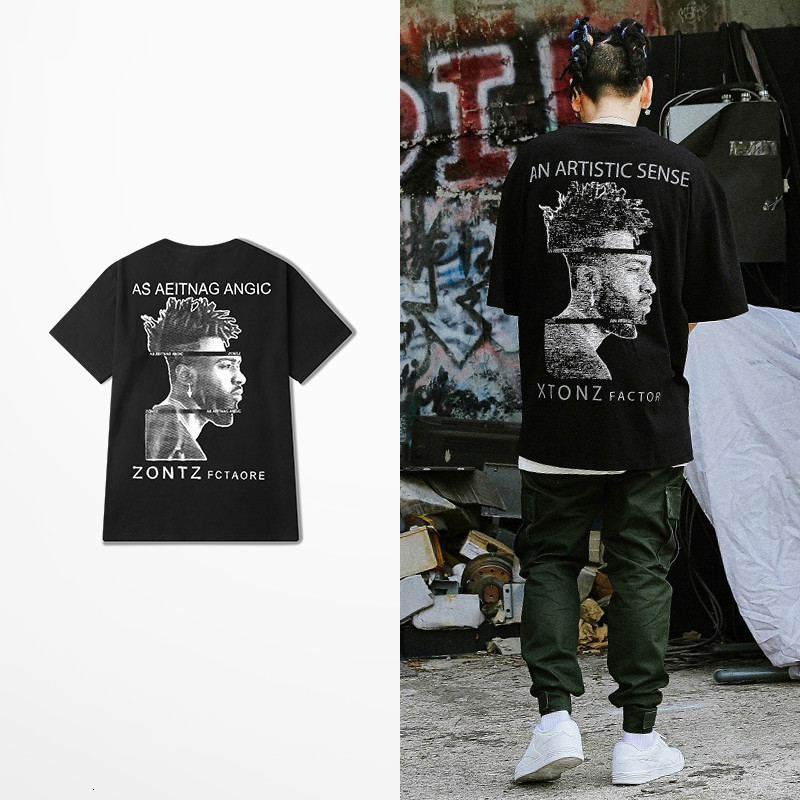 

2021 New Como Aeitang Angic Zontz Fctaore Impresso Camiseta Masculina Mar De Rua Alta Marca Manga Curta t Camisas Masculino Kanye Costa Oest, Black