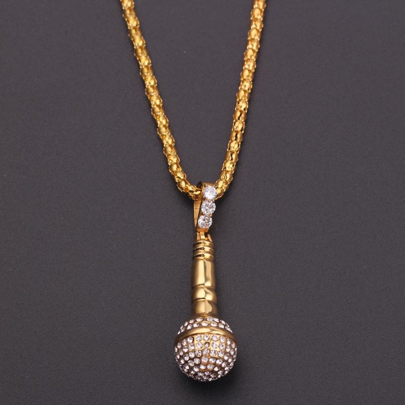 

Pendant Necklaces Music Lovers Hip Hop Rapper Microphone Necklace Gold Color High Quality Women Men Gift Jewelry Accessories