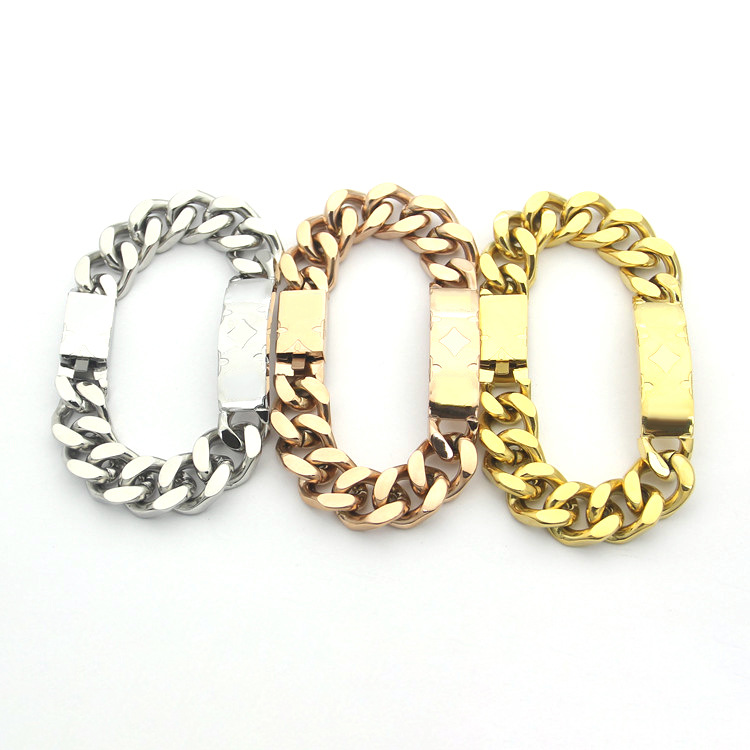 

Four which produce wholesale hot style V square thick bracelet male ms titanium steel bracelet, Black