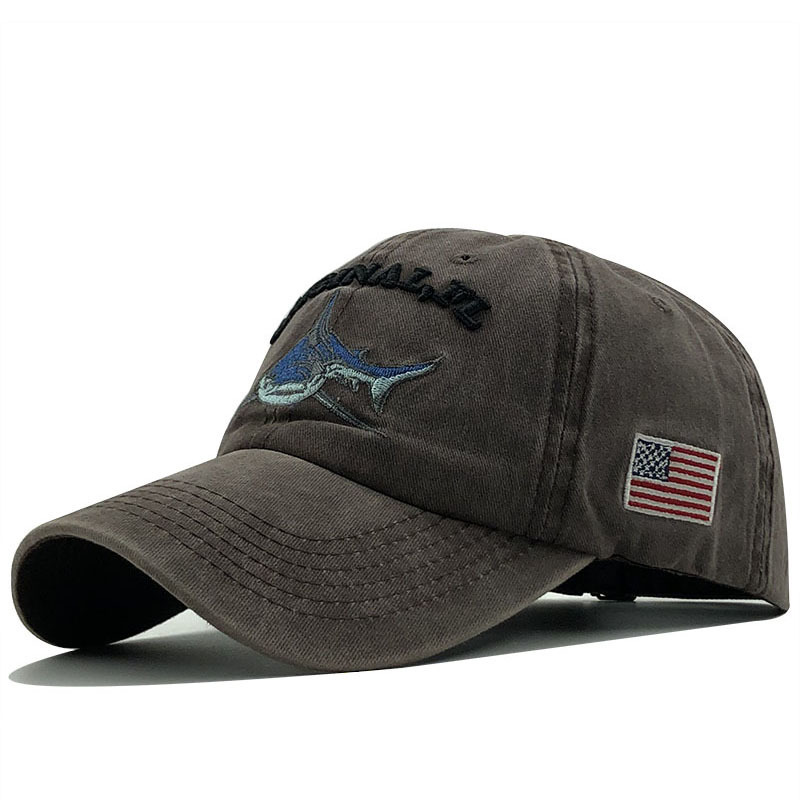 

Cross-Border 2021ebay Foreign One Piece Dropshipping Popular Fishing Washed Embroidered Shark Baseball Cap Hat Spring and Summer, Blue