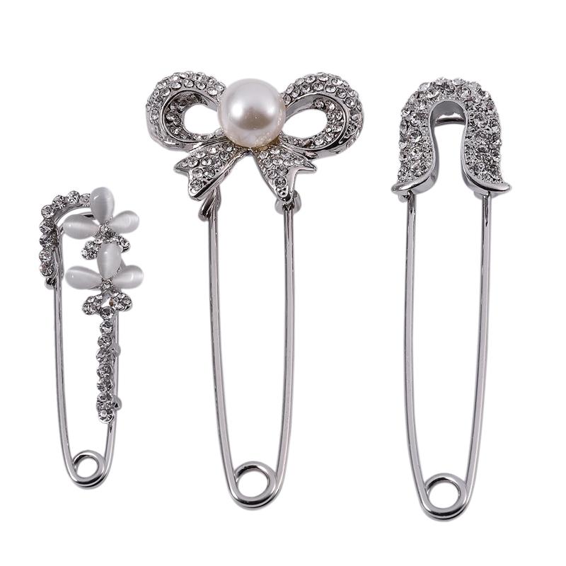 

Butterfly Scarf Clip Women Brooch Pins Sweater Shawl Clips Faux Crystal and Pearl Brooches,3Pcs