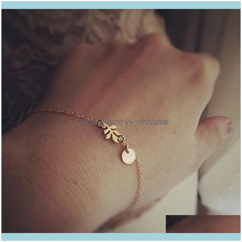 

Bracelets Jewelrycharm Alloy Leaf Bracelet For Friendship Simple Sen Bangles Women Man Lucky Wish Jewelry Diy Link, Chain Drop Delivery 2021