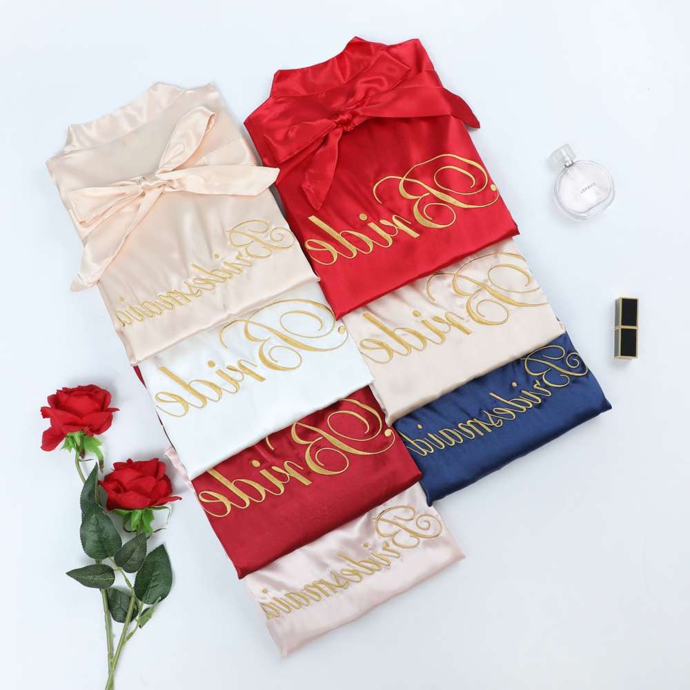 

Pajamas ice silk wedding bride morning Gown Bridesmaid Nightgown embroidery boudoir PARTY SEXY bathrobe