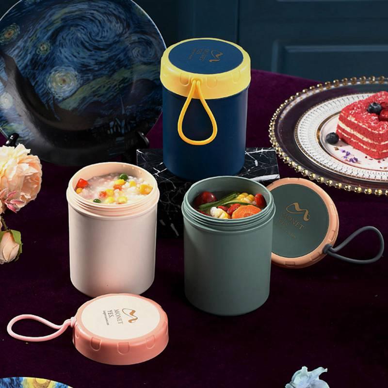 

Dinnerware Sets Mini Plastic Lunch Box Container Leak Proof Soup Cup With Spoon Microwave Safe Storage Canister Water Lid