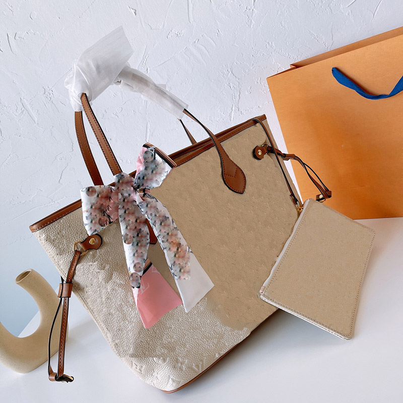 

Top Quality Shoulder Bag Women Tote Bags Leather Handbag Travel Never Fashion Business Handbags 2 Pcs Sets Coin Case Card Holder Wallet Full