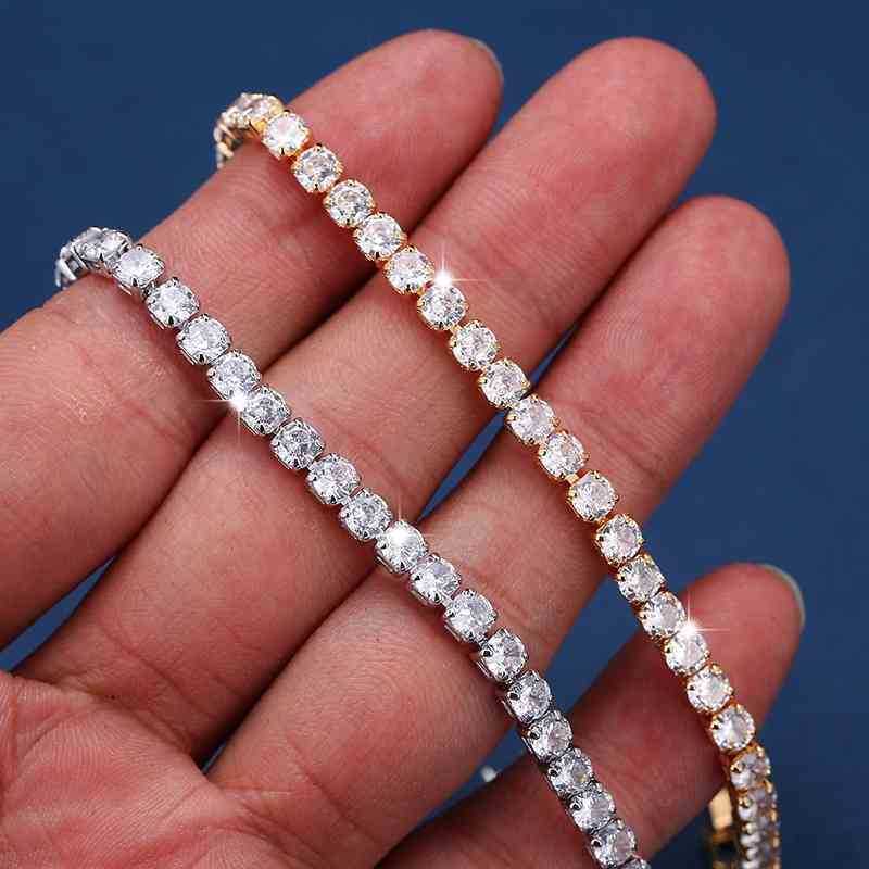 

Silver Gold Plated Single Row Loose Diamonds Chain Bracelets Tennis Iced Out Chain Men And Women Hip Hop Jewelry