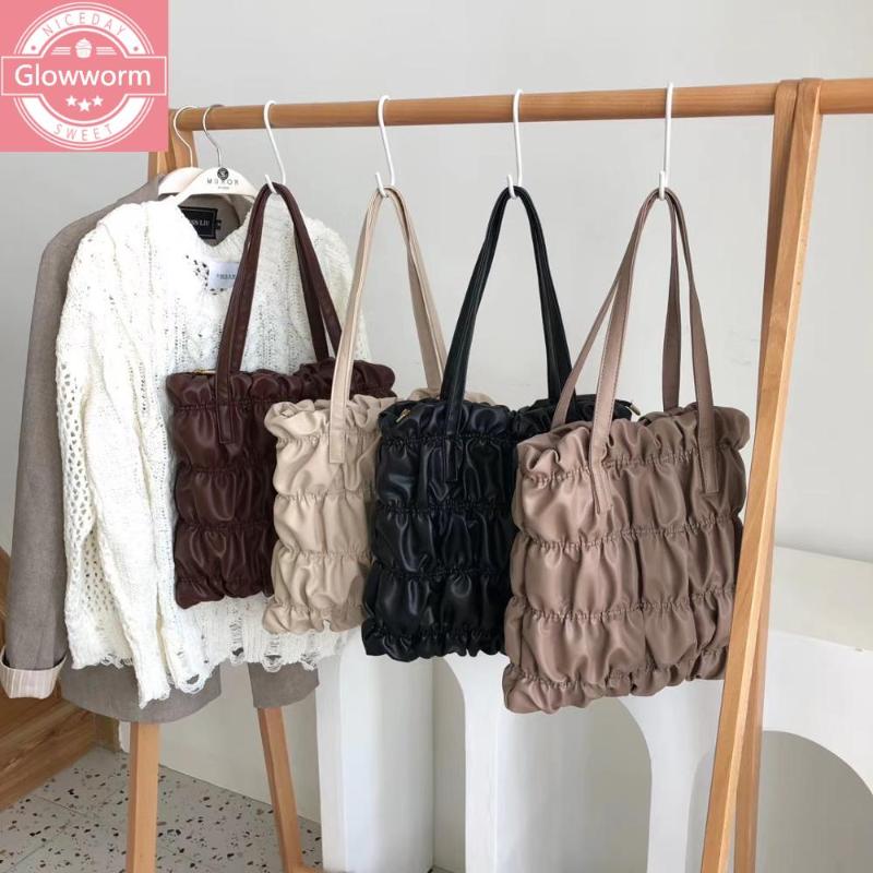 

Casual Ruched Large Capacity Totes Designer Women Handbags Luxury Soft Pu Leather Shoulder Bag Lady Shopper Bag Female Big Purse, Black