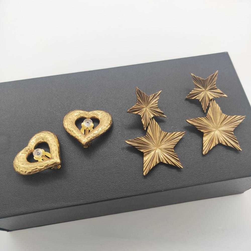 

Bohemia Fashion Big Jewelry Tassel Vintage Clip Earrings Heart Star Old Design Clip Earrings Party Hot Brand Luxury Jewelry