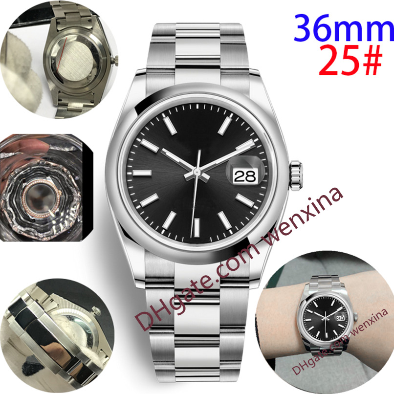 

18 high quality watch 36mm Mechanical Mens Watches Track Line Dial Smooth edge montre de luxe 2813 automatic Steel Waterproof Woman Watches, Slivery;brown
