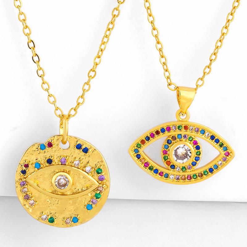 

Pendant Necklaces Turkish Eye Gold Statements Evil Rainbow Chain Zircon Stone Choker Fashion Jewelry Accessories Nke-p83