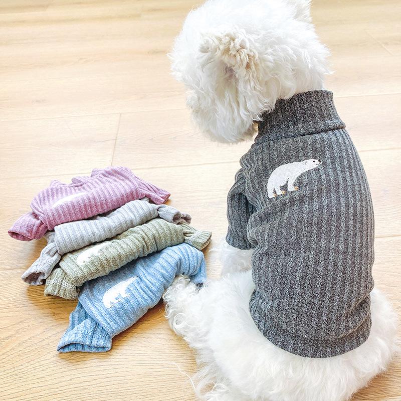 

Dog Apparel Cat Bottoming Shirt Universal Casual Bear Print Dress Polyester Pet Clothes Warm Comfortable Supplies