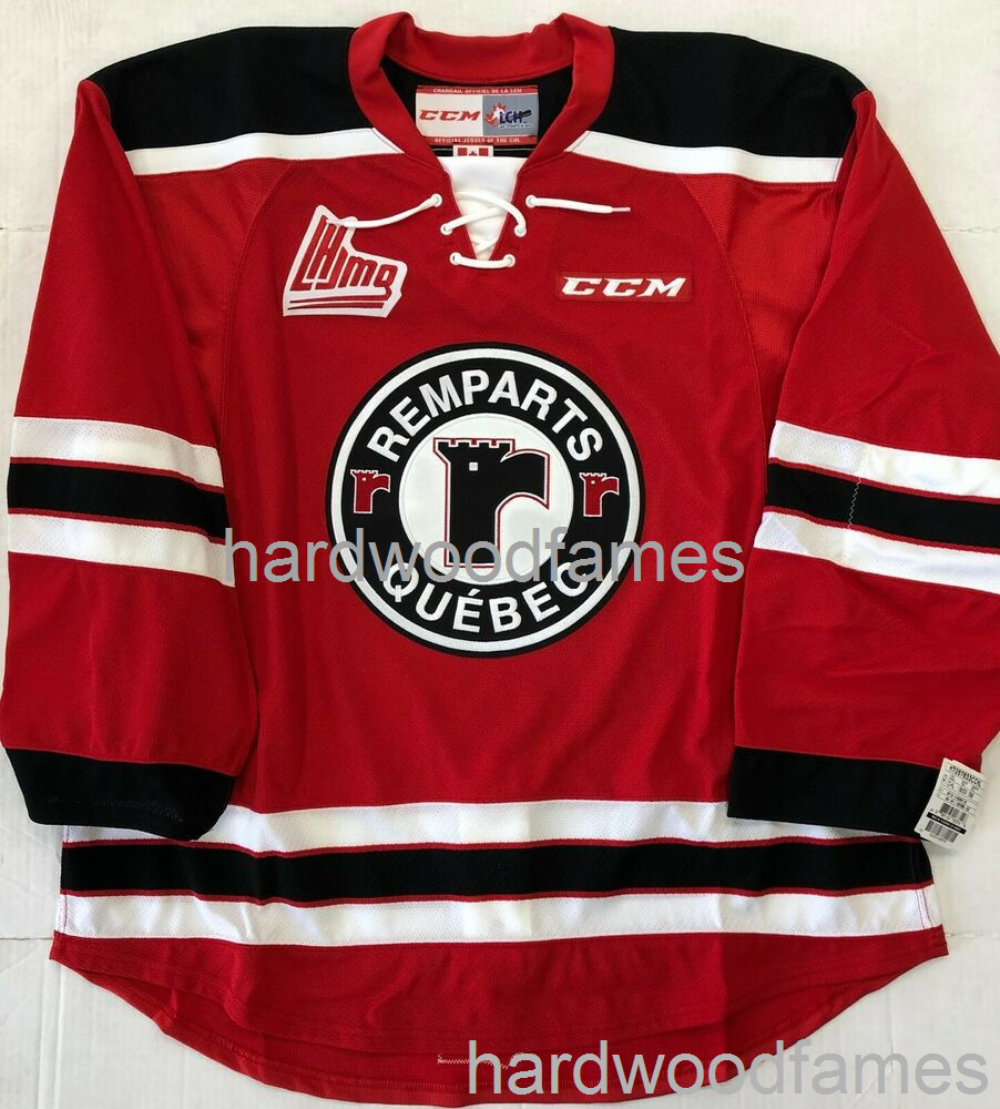 

Stitched New CCM Quebec Remparts Hockey Jersey QMJHL custom any name number, Red