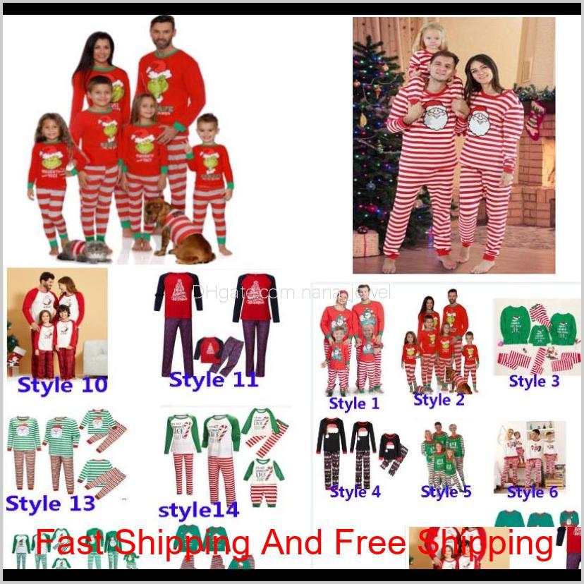 

Xmas Kids Boy Girls Adult Family Matching Christmas Deer Striped Pajamas Sleepwear Nightwear Pajamas Parent-Child Pyjamas Party Fvg2G 96Yqi