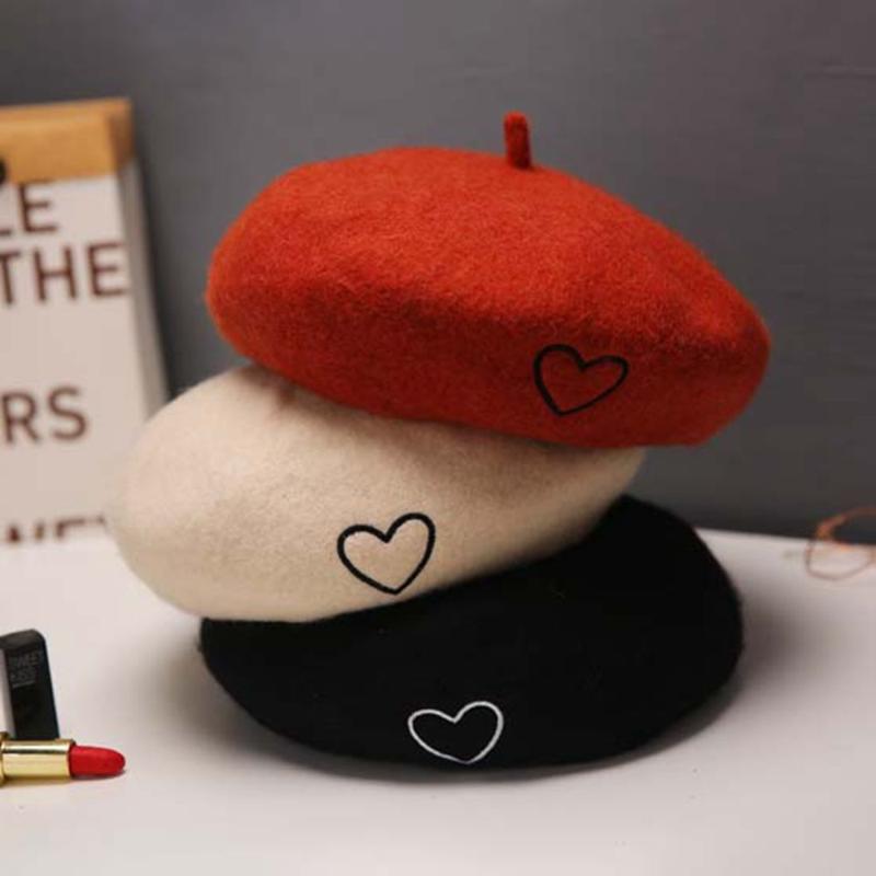 

Beanies Cool Sweet Girl Wool Berets 2021 Winter Autumn Retro All-match Painter Hat Korean Style Women Cap