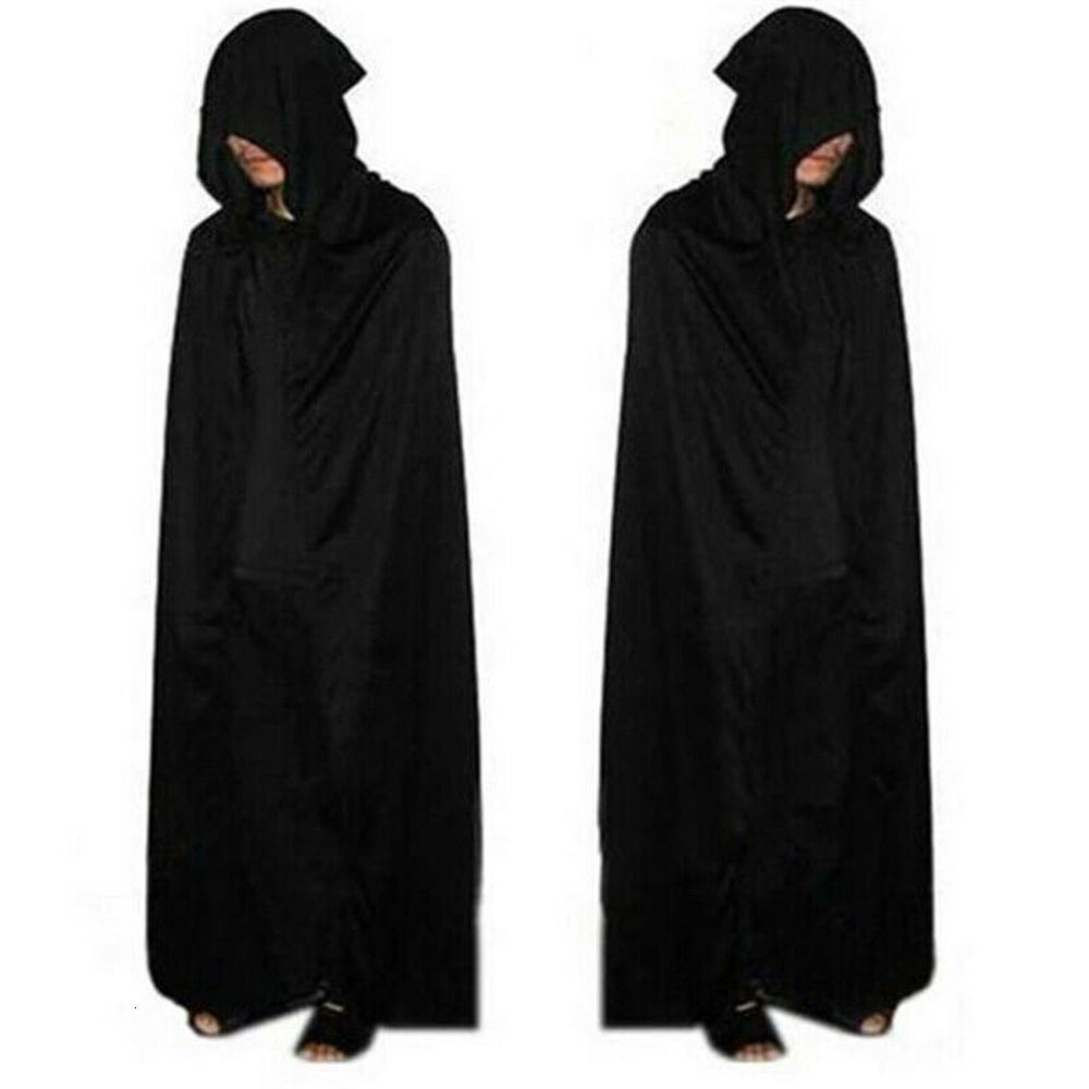 

Halloween Hooded Cape Adult Unisex Party Cos Solid Long Cloak Black Costume Dress Coats Gifts