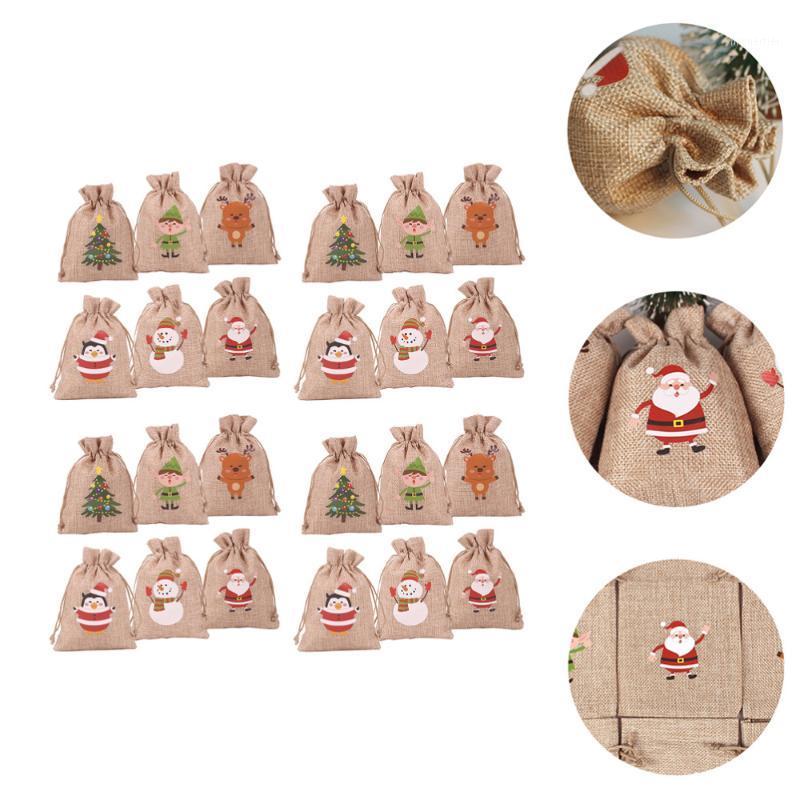 

Gift Wrap 24Pcs 24 Days Christmas Xmas Countdown Advent Calendar Burlap Bag Ornament