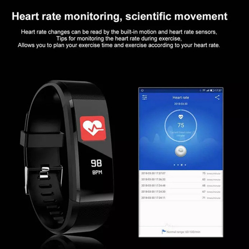

100% New ID115 Plus Smart Watches Bracelet Fitness Tracker Heart Rate Watchbands Smartwatch For Android iOS Cellphones with Retail Box