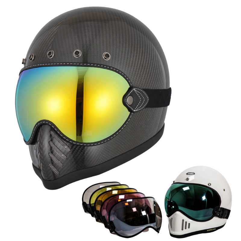 

Motorcycle Helmets 6 Colors Retro Full Face Helmet Visor Glasses Lens For BELL MOTO 3/ROYAL/SHOEI Mask, Original-clear 2