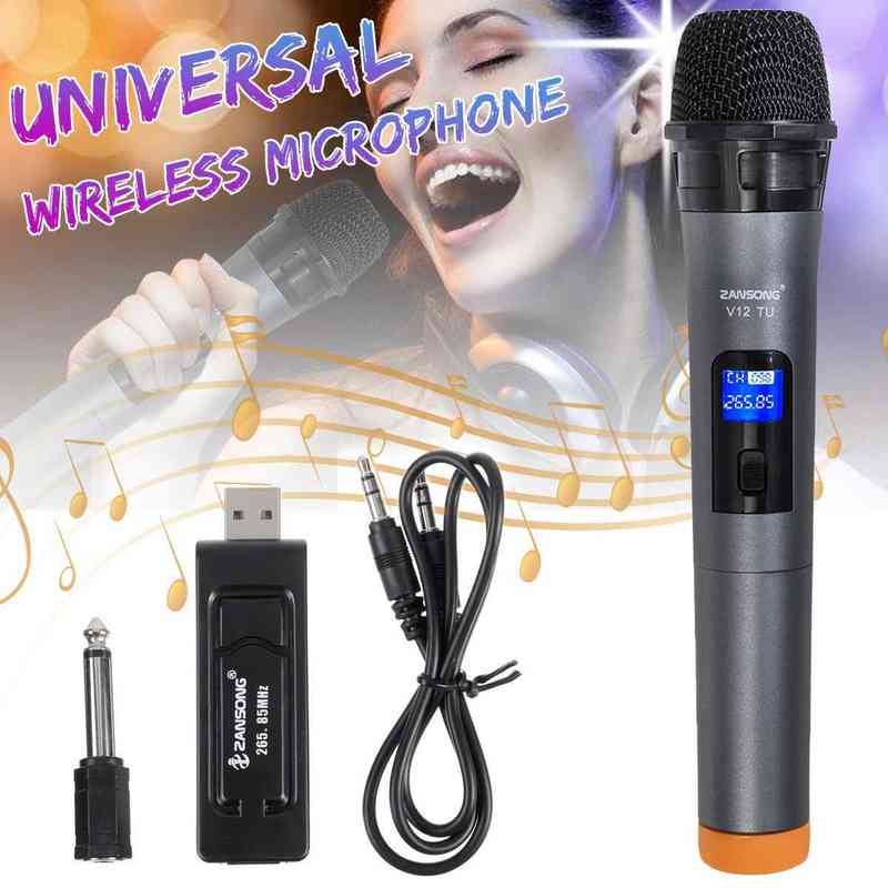 Microphones Universal UHF Wireless Professional Handheld Microphone with USB Receiver For Karaoke MIC For Church Performance Amplifier T220915-image-803721556