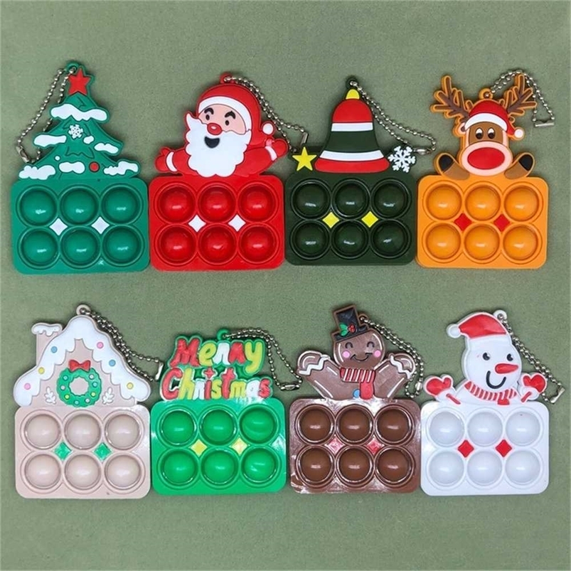 

Christmas Tree Pendant 2021 Xams Santa Claus Snowman Deer Push Bubble Toy Poppers Key Chain Fashion Silicone Fingertip Fidget Toys G111Y9VF