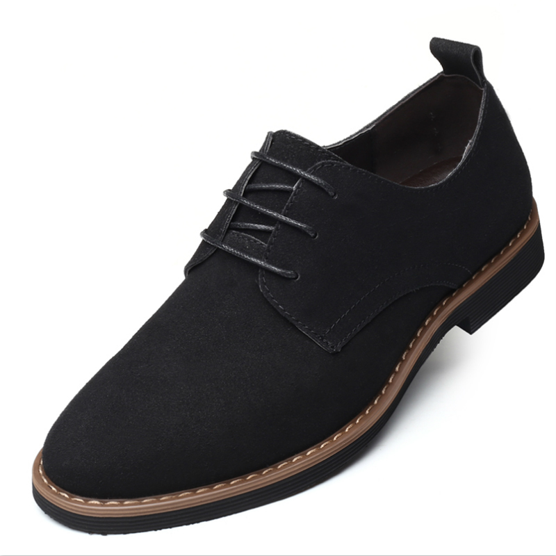 

Plus Size 38-48 Elegant Suede Waterproof Leather Shoes for Men Comfortable Breathable Shoes Fashion Man Oxfords Shoes 210302, Black