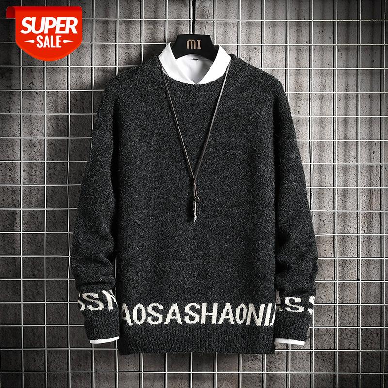 

Men'S Sweaters Spring Autumn Winter Clothes 2020 Black Pull OverSize -4XL 5XL Korea Style Casual Standard Pullovers #WN4i, White;black