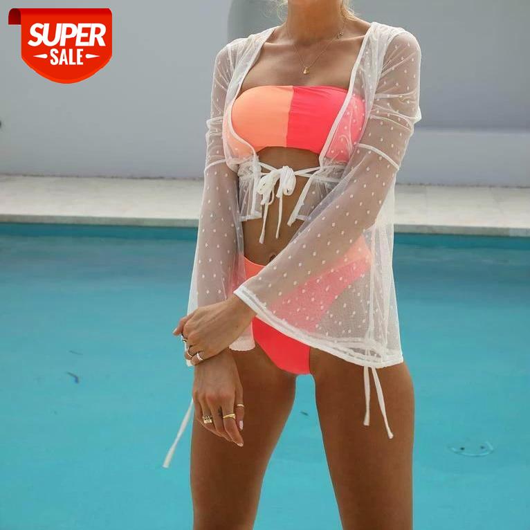 

2019 Sexy Swimwear Mesh Sheer Tops Blouse Sexy V-neck Womens Transparent Bikini Smock Cover-up Perspective Beach Wrap Crop Tops #wT8z, White;black